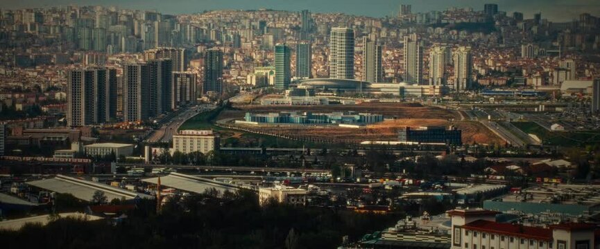 A nostalgic telescope drone video of Ankara, Etlik, Antares metro passing by