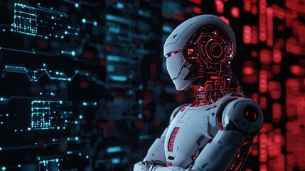 Robotic innovation showcase futuristic ai technology digital lab 3d model sci-fi environment close-up view