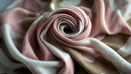 Blur of delicate fabric with abstract patterns flowing gracefully over the surface, creating a soft and ethereal texture with hints of translucent layers.