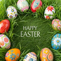 easter eggs on grass