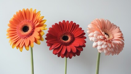 Colorful gerber flowers separated.