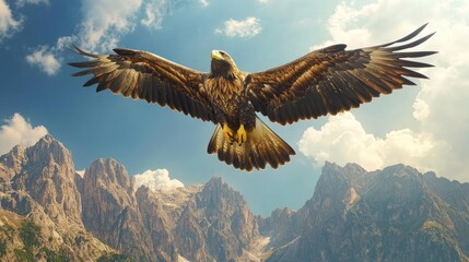 Majestic Eagle Soaring Over Mountain Peaks (1)