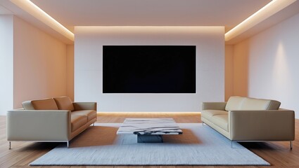 Lounge interior featuring a display screen.