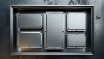 Obraz premium Metal panels on polished steel background frame