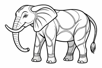 coloring page line art the elepent black vector