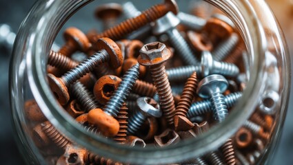 macro photography rusty screws used tools texture background image