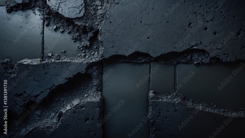Poster dark black damp slippery asphalt for use as texture or background.