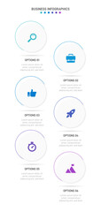 Vertical progress bar featuring 6 arrow-shaped elements, symbolizing the six stages of business strategy and progression. Clean timeline infographic design template. Vector for mobile presentation.