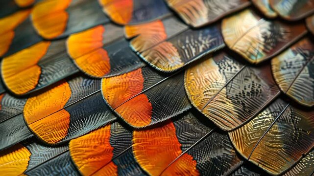 Extreme close-up of butterfly wing scales, showcasing structural coloration and evolutionary adaptations
