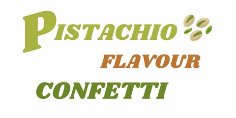   Pistachio flavour confetti logo, confetti logo, sweet pistachio confetti, eco friendly logo, label, logo, stamp,   eco friendly logo