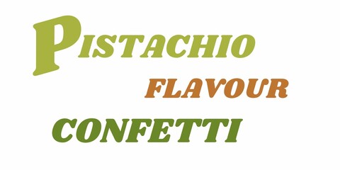 Pistachio flavour confetti logo, confetti logo, sweet pistachio confetti, eco friendly logo, label, logo, stamp, eco friendly logo