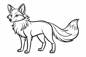 coloring page line art the fox black vector