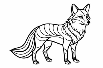 coloring page line art the fox black vector