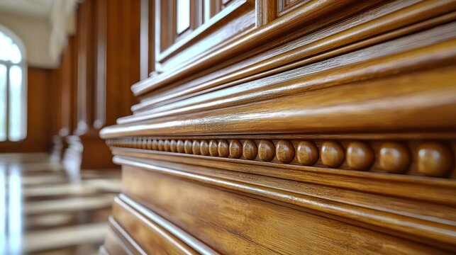 Ornate wooden paneling with detailed molding
