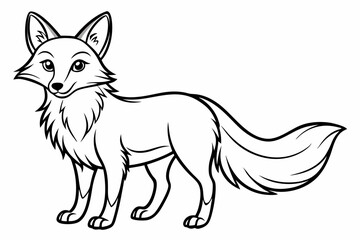 coloring page line art the fox black vector