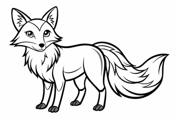 coloring page line art the fox black vector