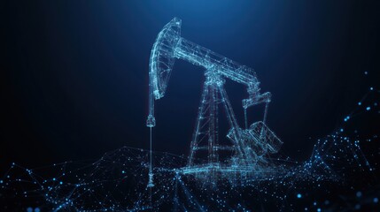 Digital Oil Rig in a Dark Landscape