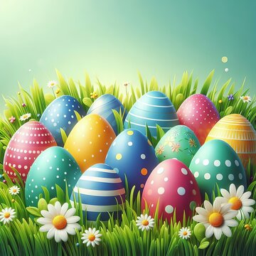Feliz Pacua. Ilustraci&oacute;n con simbolos de pascua