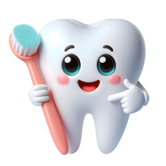 3d cute tooth mascot cartoon character illustration