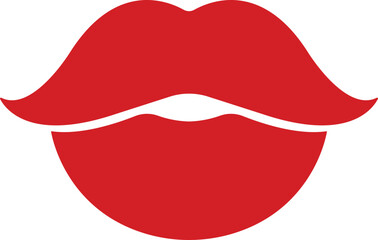 Mouth lips icon in flat woman girl lips shape design kissing Beauty concept. Trendy style isolated on transparent background