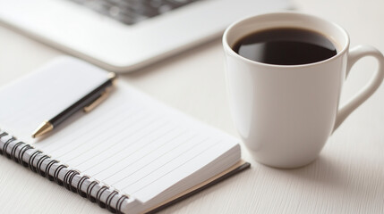 A productive morning routine with coffee and a laptop