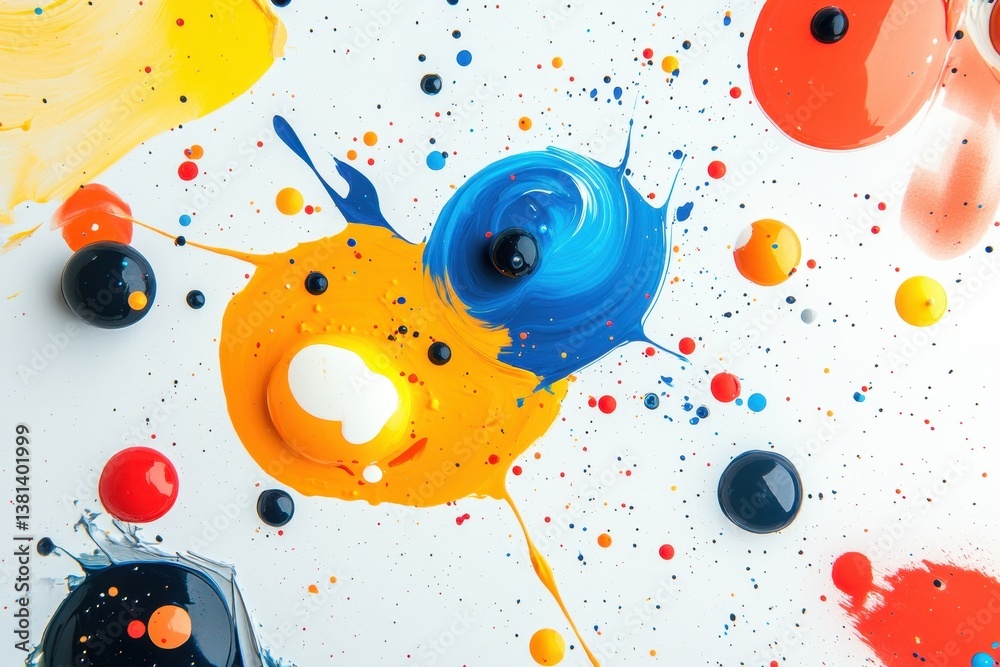 Poster Colorful abstract shapes create a vibrant artistic expression on a white background, Colorful abstract shapes on white background