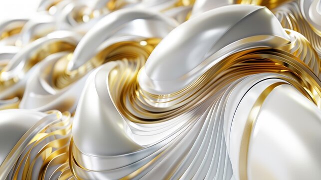 3d abstract ninots fallas background, gold and silver colors, white background 