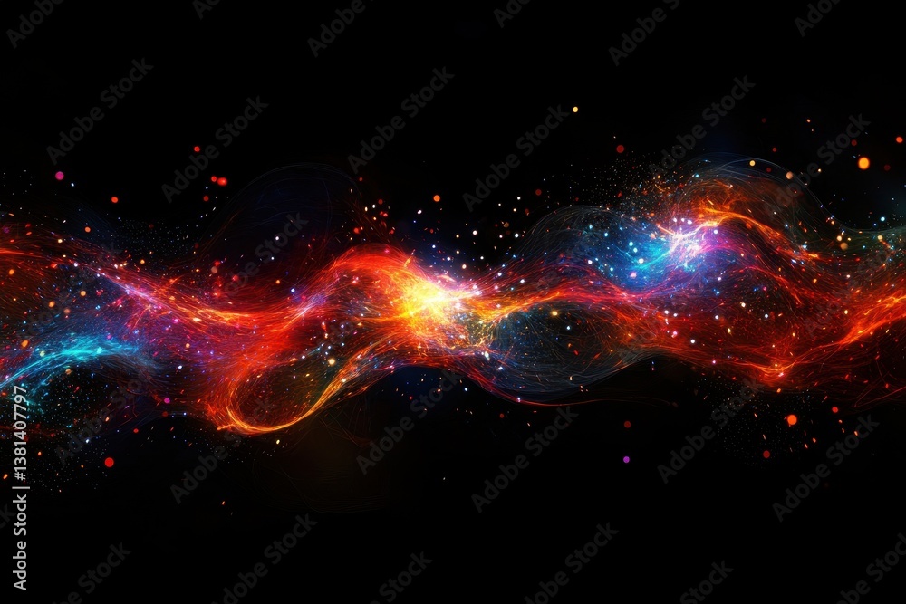 Poster Vibrant abstract background with fire particles creating a dynamic visual experience, Abstract with fire particles, sparks on background alpha channel