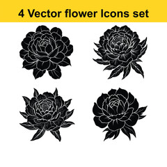set of vector floral elements