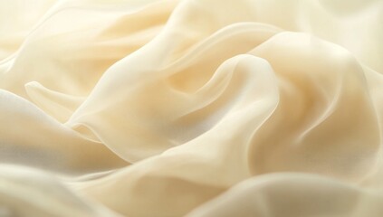 Fototapeta premium Creamy, soft, flowing fabric drapes in elegant folds