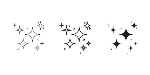 Sparkle And Starburst Line And Solid Icon Set. Glitter And Shine Symbol Collection. Isolated Vector Illustration