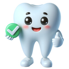3d cute tooth mascot cartoon character illustration
