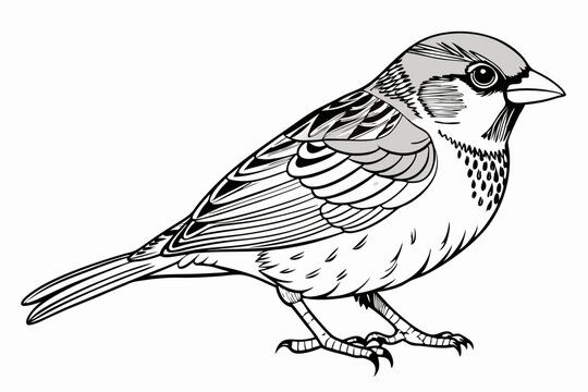 recommend clip art: coloring page line art the house sparrow black vector