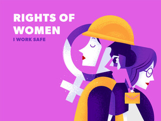 workplace safety for women poster illustration for workers rights banner