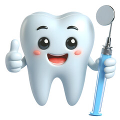 3d cute tooth mascot cartoon character illustration