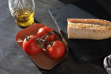 spanish breakfast chorizo, olove oil and rustic bread