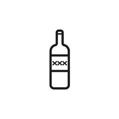 Alcohol bottle icon. Prohibited drink symbol. Black liquor shape. Vector restriction sign.