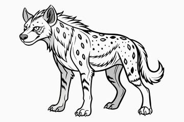 coloring page line art the hyena black vector