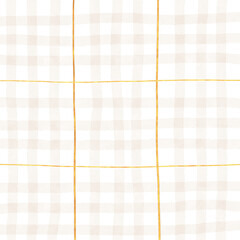 Gold Brown Beige Plaid Gingham Hand Drawn Background Pattern Overlay