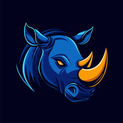 A rhino or rhinoceros mean angry animal sports mascot cartoon head