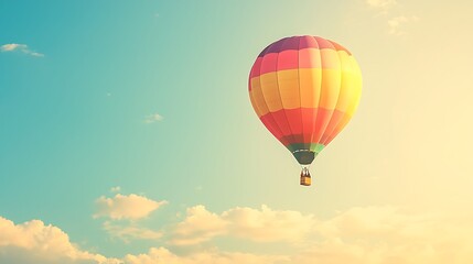 Fototapeta premium Colorful hot air balloon soaring in a pastel sky