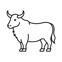 Simple Domestic Yak Line Art Vector Image

