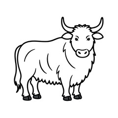 Domestic Yak Line Art Vector Design

