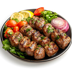 A plate of meat and vegetables