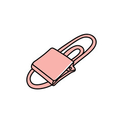 stylish pink paperclip on a white background  