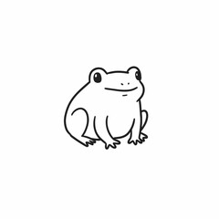 Fototapeta premium Cute cartoon frog sitting against a plain white background 