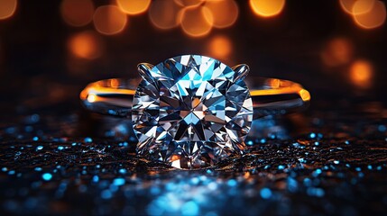 A macro view of a diamond ring, showcasing its stunning clarity 