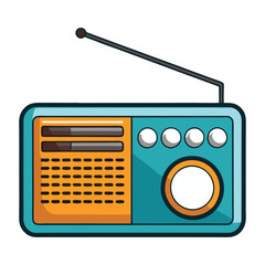 Minimalist Vector Illustration of Retro FM Radio for Vintage Themes
