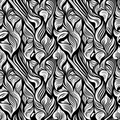 a black and white pattern with wavy lines