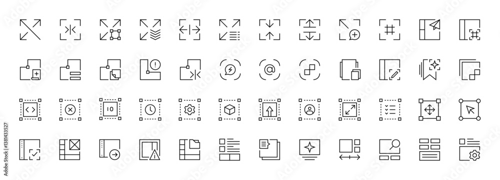 Poster essential and interface, ui/ux basic outline icons collection. user interface, essential, interface 